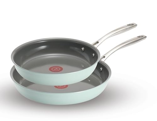 T-Fal Ceramic Non-Stick Induction, 10.5 and 12 Inch 2 Piece Frypan Set, Mint Green - Bellso